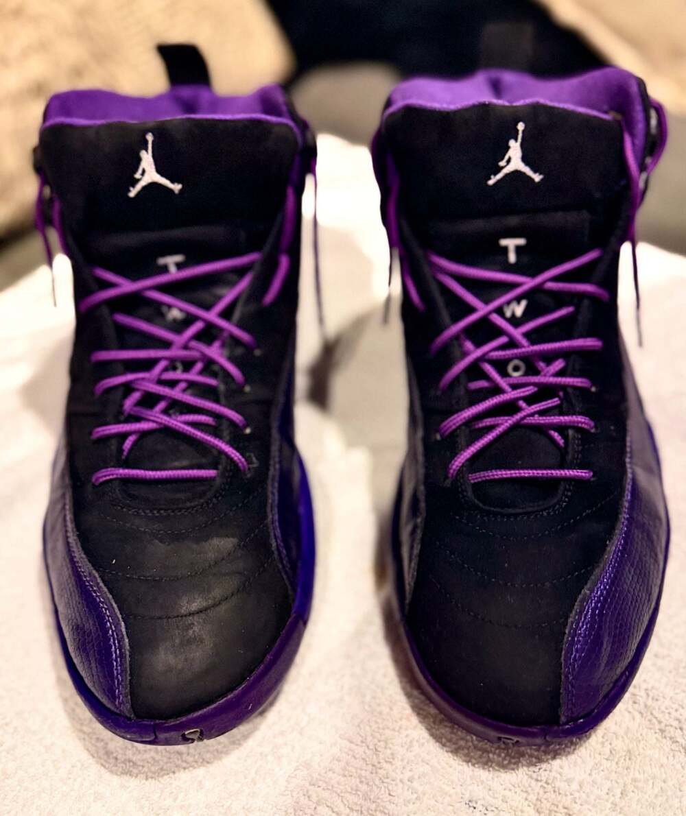 Air Jordan 12 Retro 'Field Purple' Black and Purple Basketball Shoes